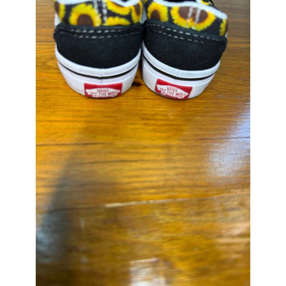 Vans Old Skool V Sunflower Black Suede Toddler Shoes Sz 4 Hook Loop Sneakers